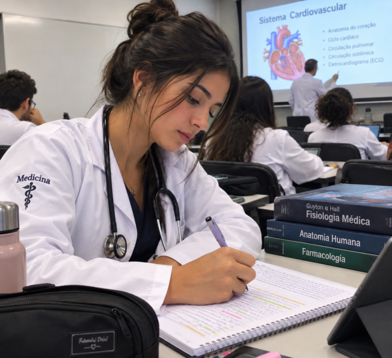 Estudante de Medicina em Aula de Cardiologia